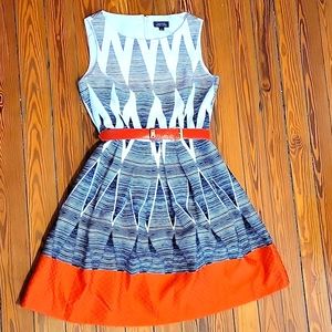 Tahari ASL aline dress with red patent leather belt. Size 8